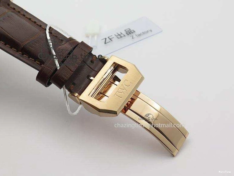 MIROTIME 0115 Portuguese IW371415 ZF 1:1 Best Edition RG Black dial On Brown Leather Strap A Modern 7286